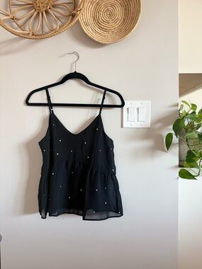 Old Navy Black Babydoll Camisole with rhinestones